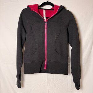 Lululemon Athletica Scuba Full Zip Charcoal Gray Fuschia Sz8